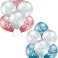 Lateksballonger (6stk): "Baby Boy/ girl" - Ulike farger - 30cm