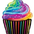 Folieballong: Cupkake - Regnbue - 69cm