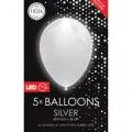 Lateksballonger (5stk): LED/LYS Ballonger - Flere farger - 30cm - Sølv