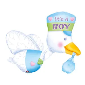 Folieballong: "It's a Baby Girl / Boy - Stork - 58 x 81cm - Gutt