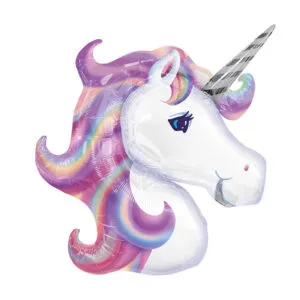 Folieballong: Enhjørning - Unicorn - Lilla / Multifarget - 83 x 73cm