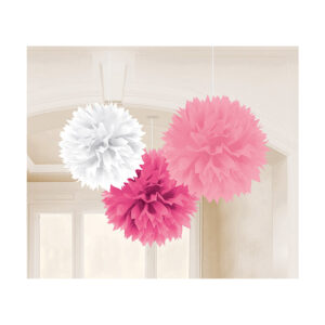 Pompoms (3stk): Flere farger - 40,6cm - Rosa