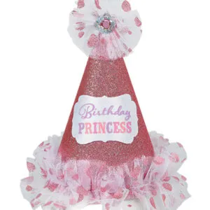 Festhatt: "Birthday Princess" med Blonder - 23cm