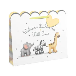 Gavepose med Kort: "Welcome Little One With Love" - Dyr