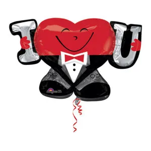 Folieballong: "I Love You" - Mann med dress - 83 x 53cm
