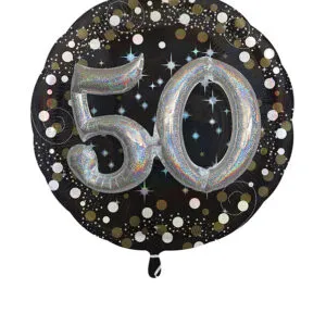 Folieballong / Tallballong: Ulike tall - Glitrende prikker - Svart - 81cm - 50
