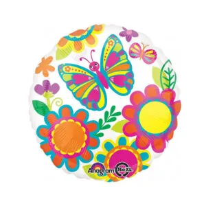 Folieballong: Blomster & Sommerfugl - 43cm