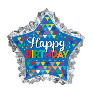 Folieballong: Stjerne - "Happy Birthday" - 86 x 81cm