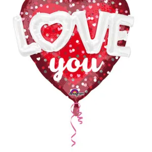 Folieballong: Hjerte - "Love You" - 91 x 91cm