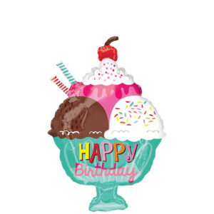 Folieballong: "Happy Birthday" - Iskrem - 38 x 58cm