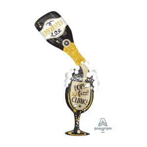 Folieballong: Champagneflaske & glass - 86 x 177cm