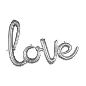 Folieballong / Ballongbanner: "love" - Sølv - 78 x 53cm