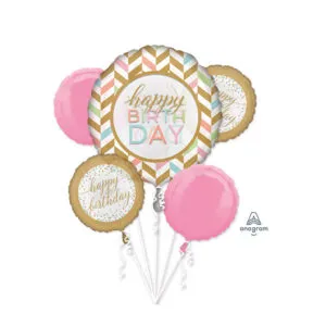 Ballongbukett: "Happy Birthday" - Pastel Konfetti Fest