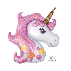 Folieballong: Enhjørning - Unicorn - Rosa - 83 x 73cm
