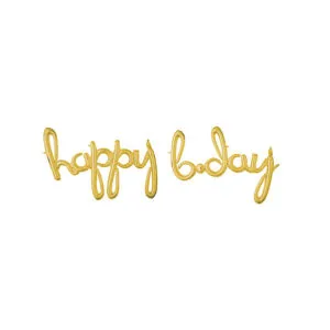 Folieballong / Ballongbanner: "happy b.day" - Flere farger - 88 x 63cm - Gull