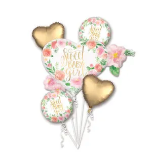 Ballongbukett: "Sweet Baby Girl" - Hjerte & Blomster