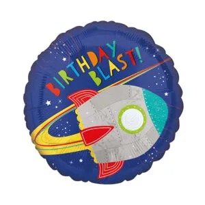 Folieballong: "Birthday Blast" - Rakett - 43cm