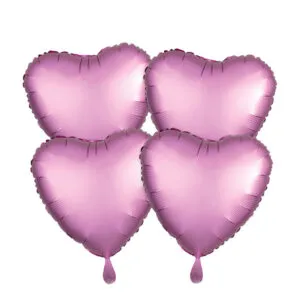 Folieballonger (4stk): Hjerter - Flere farger (Matt) - 43cm - Lilla (Matt)