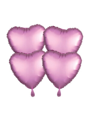 Folieballonger (4stk): Hjerter - Flere farger (Matt) - 43cm - Lilla (Matt)