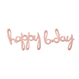 Folieballong / Ballongbanner: "happy b.day" - Flere farger - Rosegull