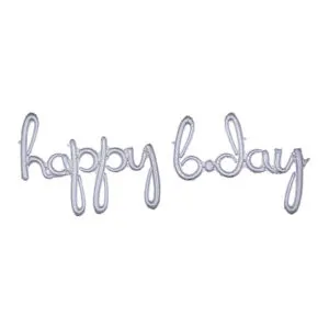 Folieballong / Ballongbanner: "happy b.day" - Flere farger - Sølv