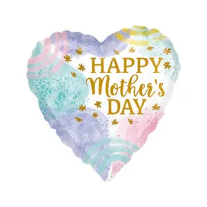 Folieballong: "Happy Mother's Day" Heart - Pastel Watercolor - 45cm