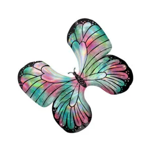 Folieballong: Sommerfugl - Iriserende - Teal & Rosa - 76 x 66cm