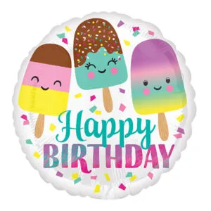 Folieballong: "Happy Birthday" - Iskrem - 43cm