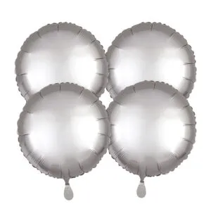 Folieballonger (4stk): Sirkel - Flere farger (Matt) - 43cm - Sølv (Matt)