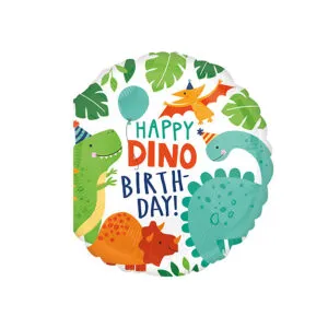 Folieballong: "Happy Dino Birthday" - Dinosaurer - 45cm