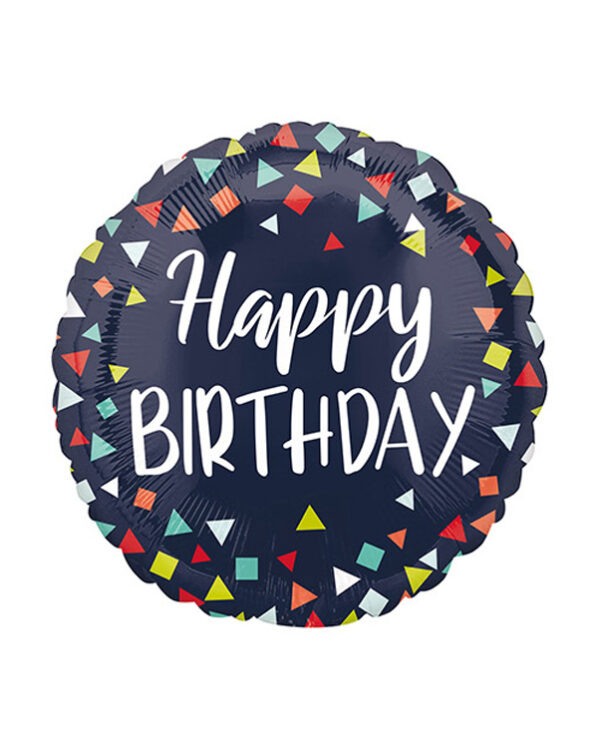 Folieballong: "Happy Birthday" - Konfetti - Blå - 43cm