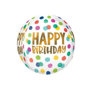 Orbz / Speilballong: "Happy Birthday" - Prikker - 38 x 40cm