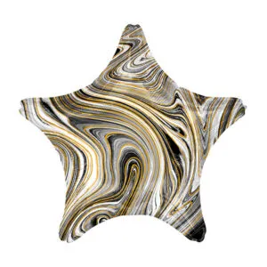 Folieballong: Stjerne - Flere farger (Marmor) - 43cm - Svart (Marmor)