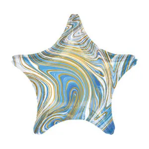 Folieballong: Stjerne - Flere farger (Marmor) - 43cm - Blå (Marmor)