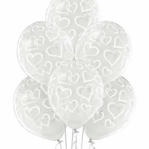 Lateksballonger (6stk): Hjerter - 30cm - Crystal