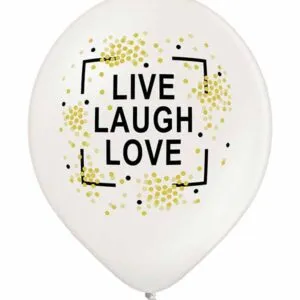 Lateksballong: "live laugh love" - 30cm - Per stk
