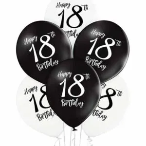 Lateksballong: "Happy Birthday 18th" - Flere farger - 30cm - Svart