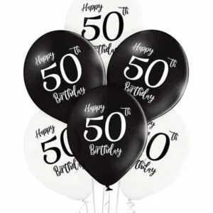 Lateksballong: "Happy Birthday 50th" - Flere farger - 30cm - Svart