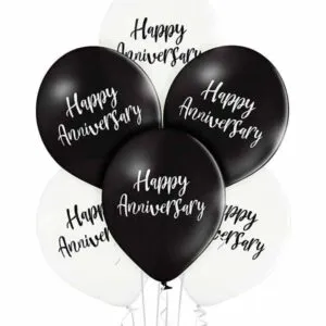 Lateksballonger (6stk): "Happy Anniversary" - 30cm