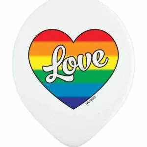 Lateksballong: "Love" & Regnbue hjerte - 30cm - Per stk