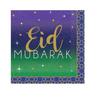 Servietter (16stk): "Eid Mubarak" - 12,5cm