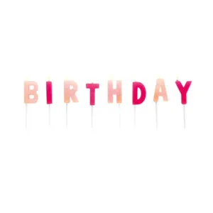 Kakelys: "Happy Birthday" - Rosa - 7cm