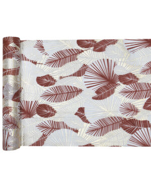 Bordløper: Topiske Blader - Burgunder Metallic - 3m x 30cm
