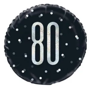 Folieballong: Ulike Tall - Svart & Sølv med Prikker - 45cm - 80