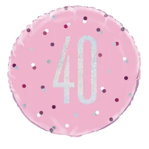 Folieballong: Ulike tall - Rosa & Sølv med Prikker - 45cm - 40