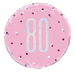 Folieballong: Ulike tall - Rosa & Sølv med Prikker - 45cm - 80