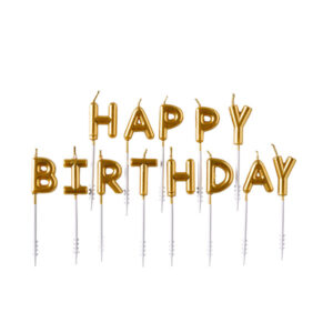 Kakelys: "Happy Birthday" - Gull - 7,3cm