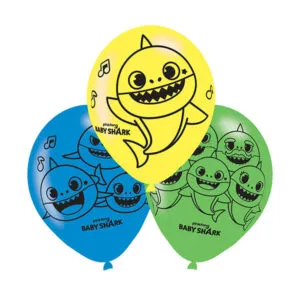 Lateksballonger (6stk): Baby Shark - 27,5cm