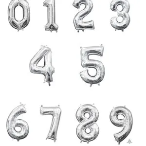 Folieballong / Tallballong: Alle Tall - Sølv - 33cm