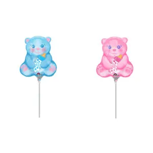 Folieballong: Bamse med tåteflaske - "It's a Boy / Girl" - 20 x 22cm